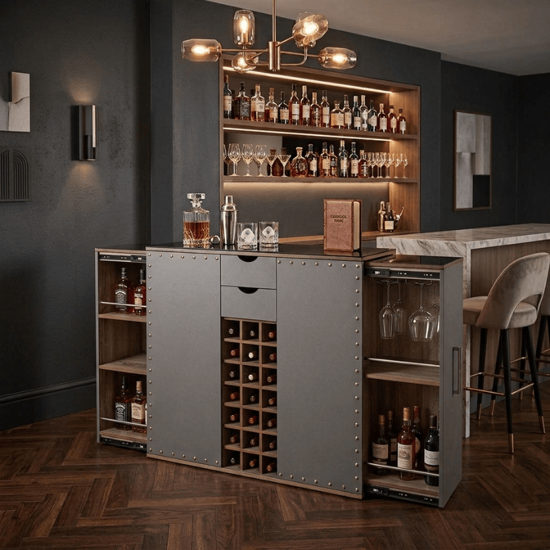 Bar Cabinet Gris Extending Home Bar Cabinet