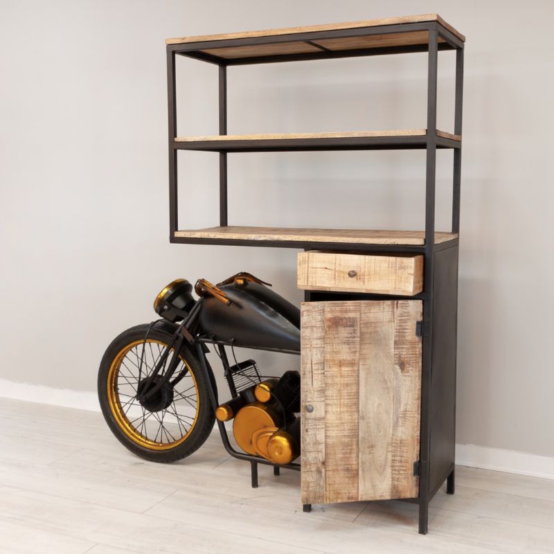 Bar Cabinet Iron Rider Industrial Motorcycle Bar Cabinet & Display Unit