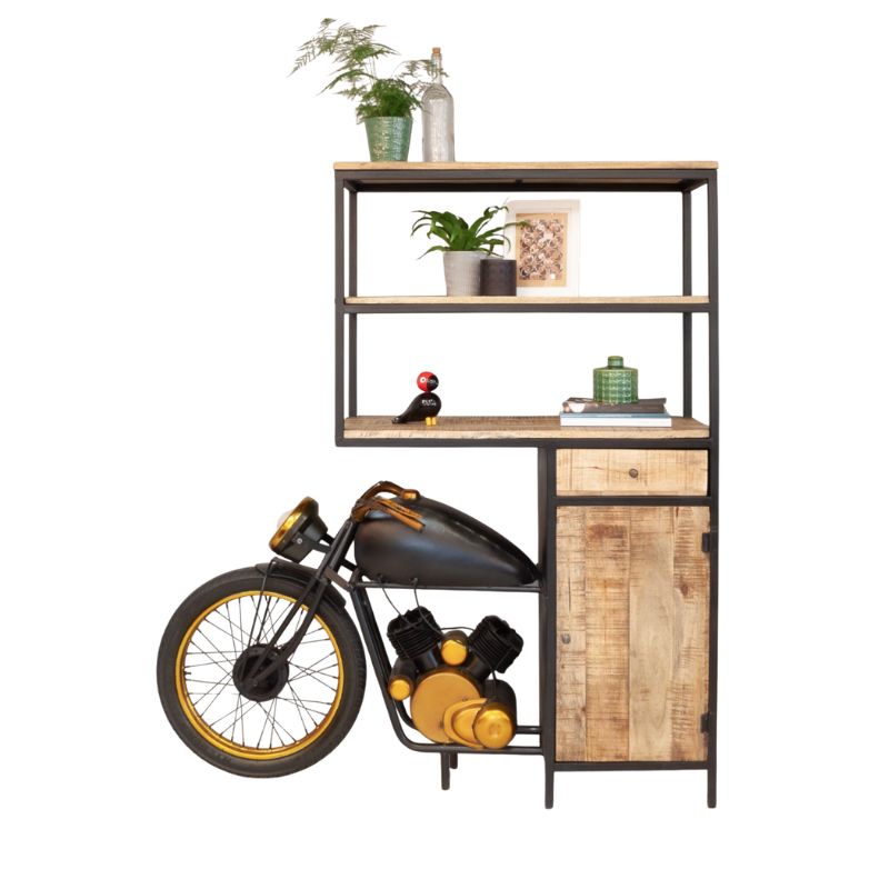 Bar Cabinet Iron Rider Industrial Motorcycle Bar Cabinet & Display Unit