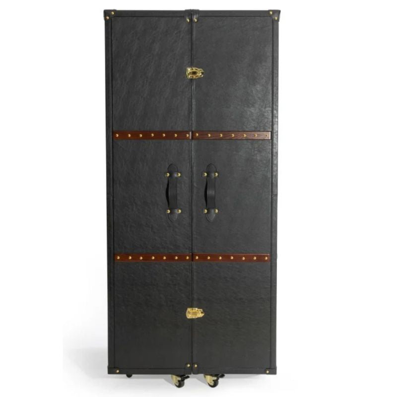 Bar Cabinet Soho Steamer Extra Large Leather Two-Door Wine / Bar Cabinet