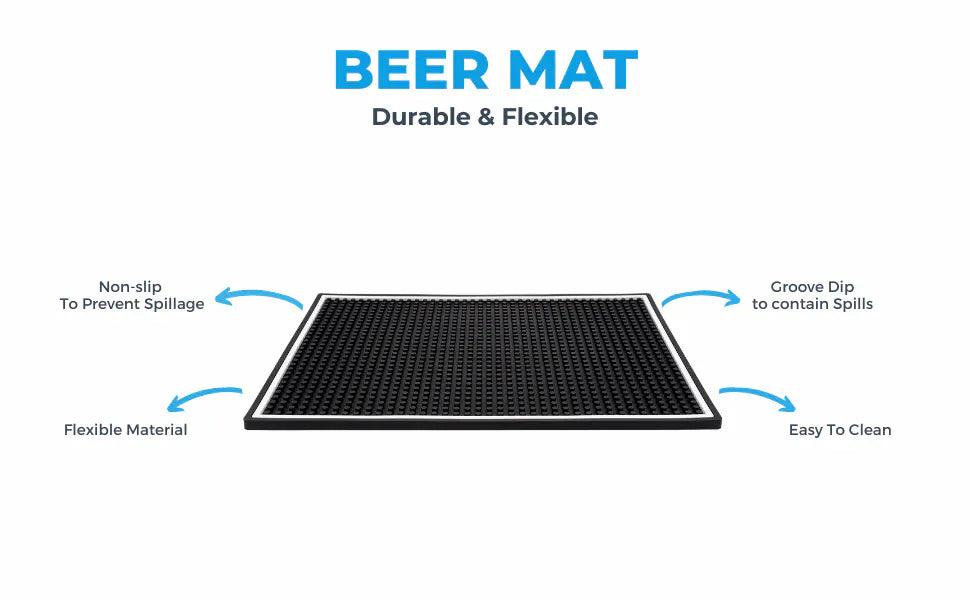 Bar Mat Barcool Rubber Bar Mat - Black