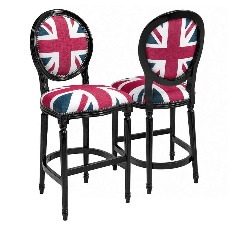 Bar Stool Georgian Round-Back Union Jack Bar Stool