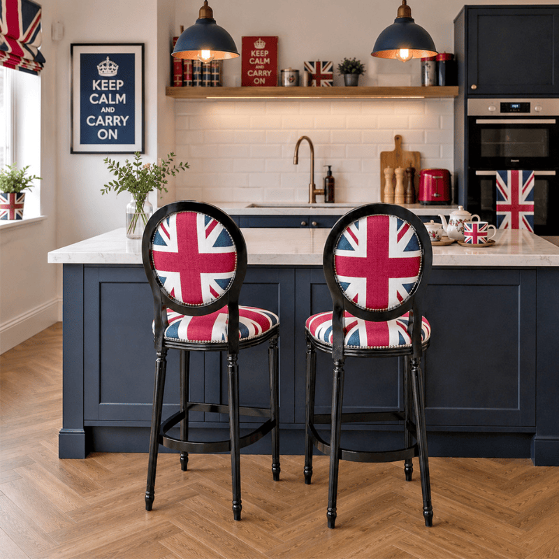 Bar Stool Georgian Round-Back Union Jack Bar Stool