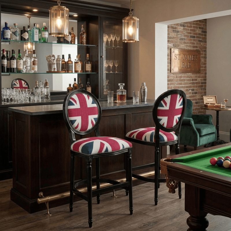 Bar Stool Georgian Round-Back Union Jack Bar Stool