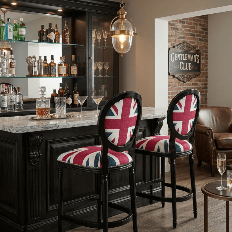 Bar Stool Georgian Round-Back Union Jack Bar Stool