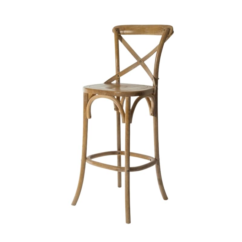 Bar Stool Reclaimed Elm Cross-Back Bar Stool