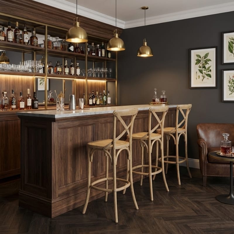 Bar Stool Reclaimed Elm Cross-Back Bar Stool