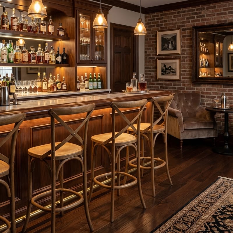 Bar Stool Reclaimed Elm Cross-Back Bar Stool