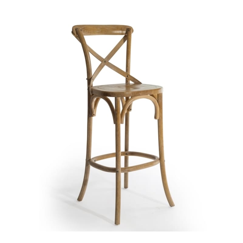 Bar Stool Reclaimed Elm Cross-Back Bar Stool