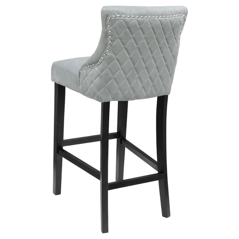 Bar Stool Victoria Grey Velvet Bar Stool