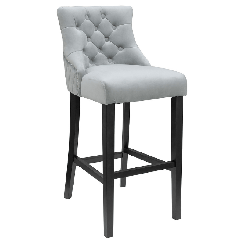 Bar Stool Victoria Grey Velvet Bar Stool