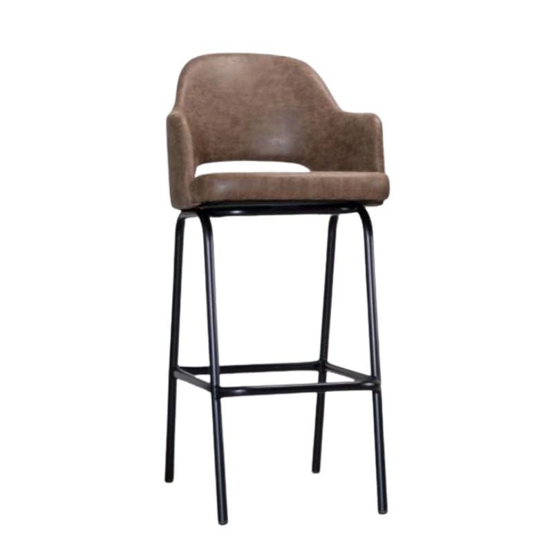 Bar Stools Brown / Bar / Black  Frame Ulysses Faux Leather Bar Stools