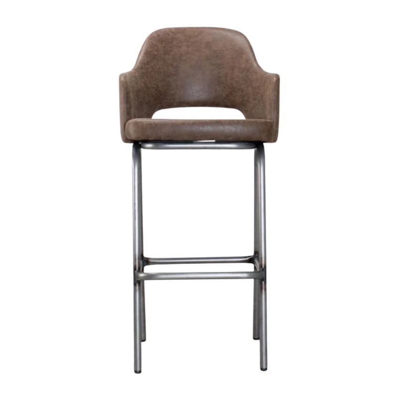 Bar Stools Brown / Bar / Gunmetal Frame Ulysses Faux Leather Bar Stools