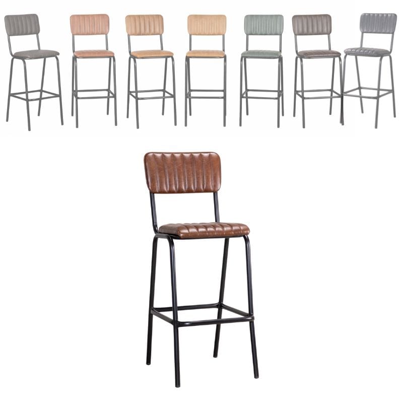 Bar Stools Chestnut / Bar / Black Frame Baltimore Leather Bar Stools