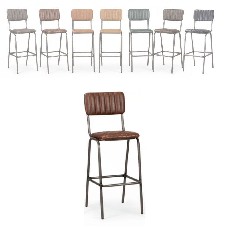 Bar Stools Chestnut / Bar / Gunmetal Frame Baltimore Leather Bar Stools