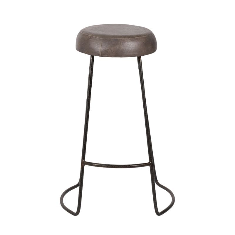 Bar Stools Cosimo Peppercorn Leather and Bronze Metal Bar Stool