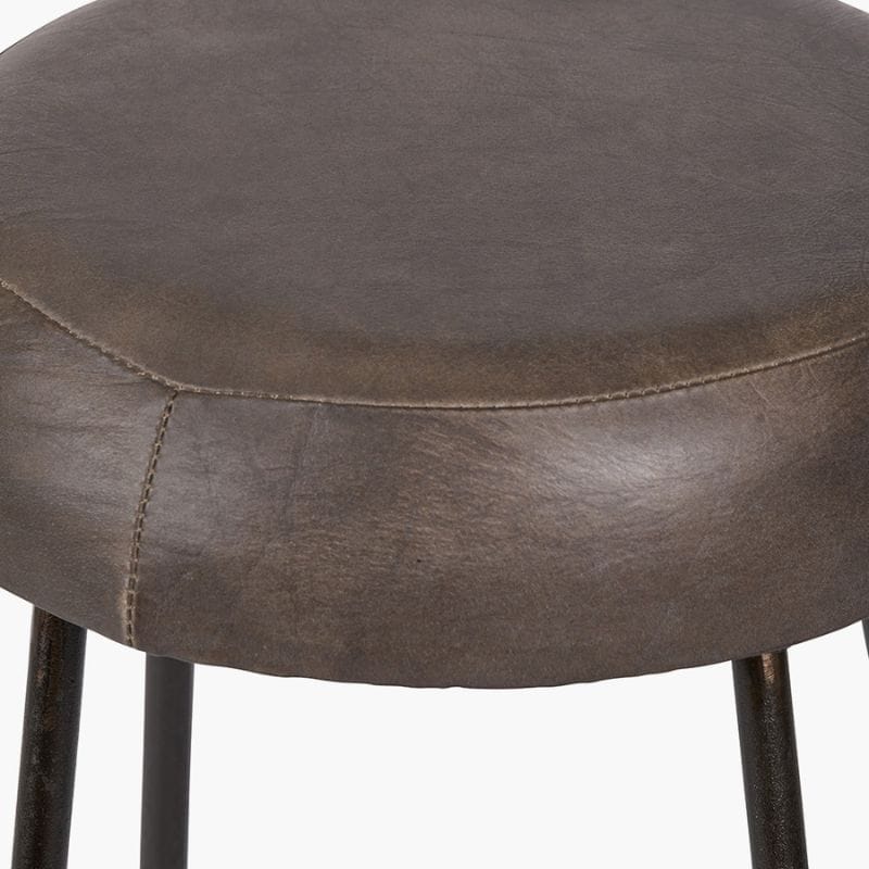 Bar Stools Cosimo Peppercorn Leather and Bronze Metal Bar Stool