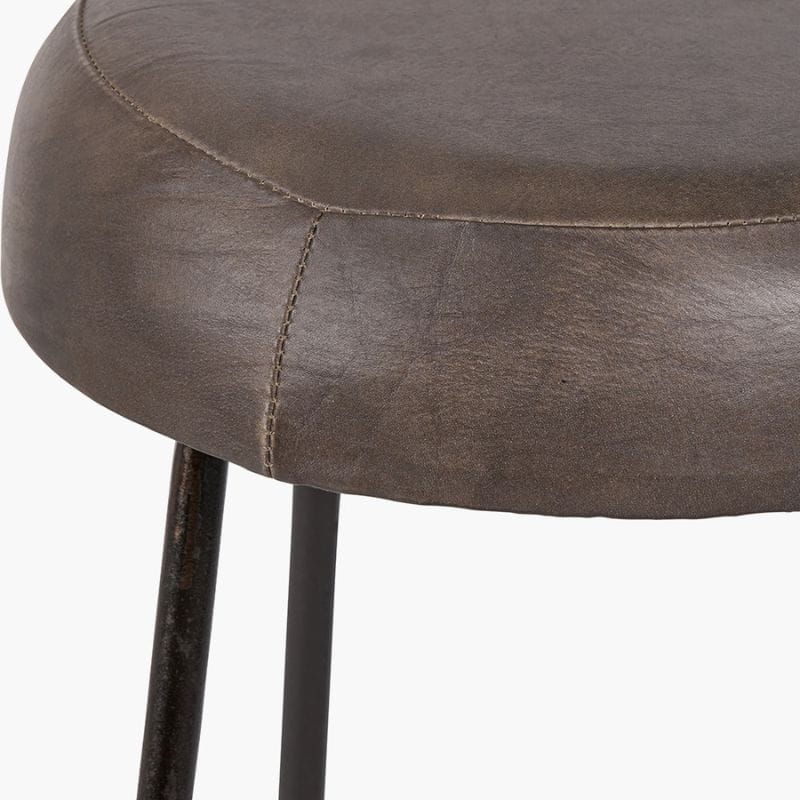 Bar Stools Cosimo Peppercorn Leather and Bronze Metal Bar Stool
