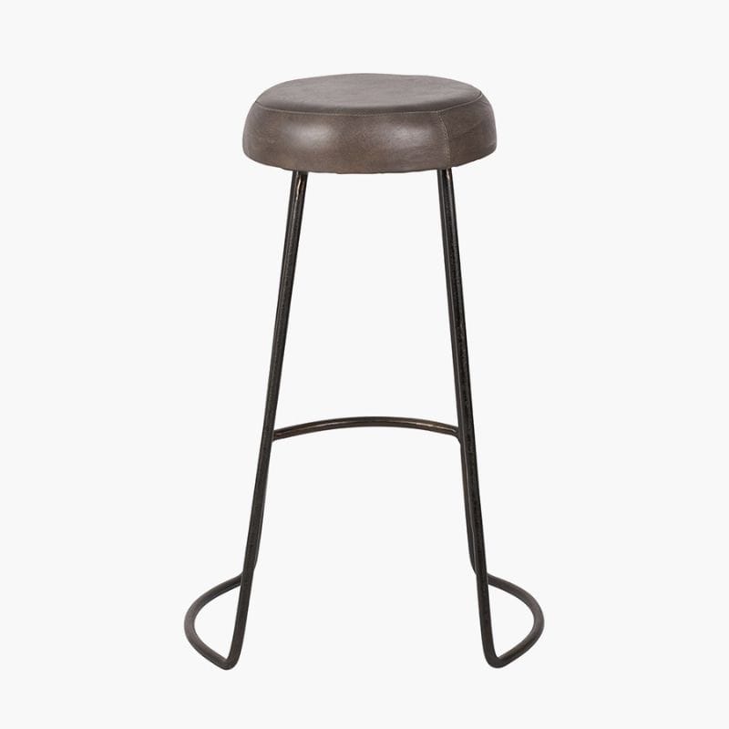 Bar Stools Cosimo Peppercorn Leather and Bronze Metal Bar Stool