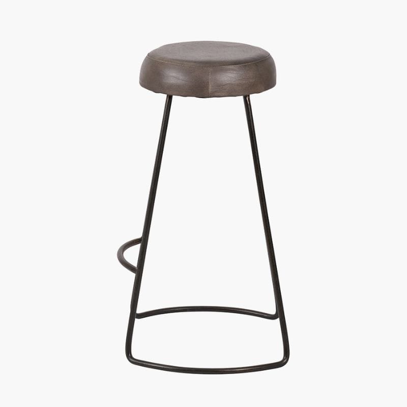 Bar Stools Cosimo Peppercorn Leather and Bronze Metal Bar Stool