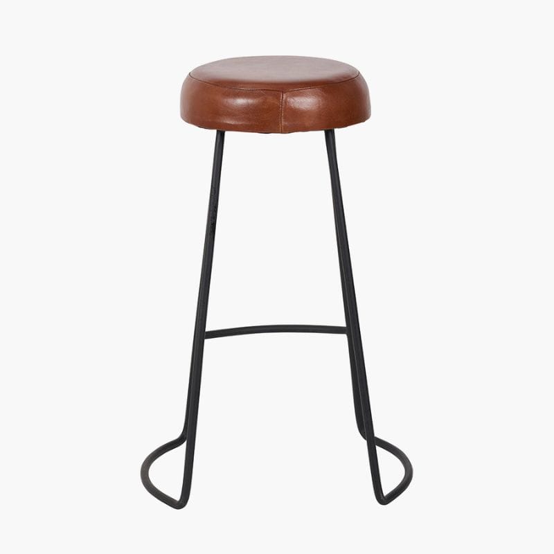 bar stools Cosimo Vintage Brown Leather and Black Metal Bar Stool