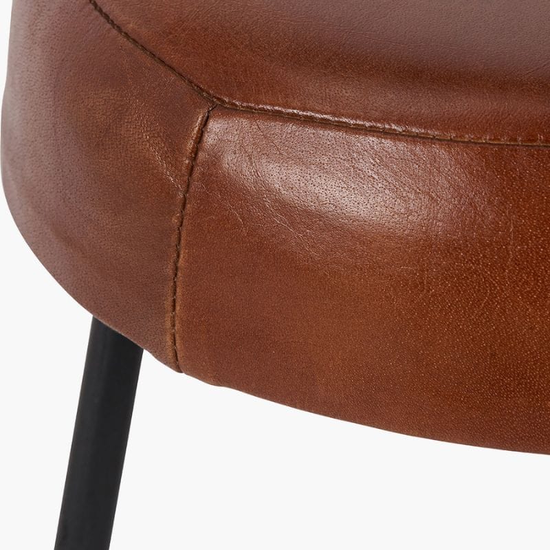 bar stools Cosimo Vintage Brown Leather and Black Metal Bar Stool
