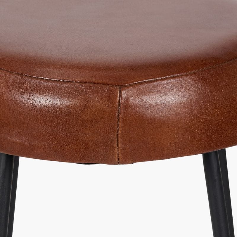 bar stools Cosimo Vintage Brown Leather and Black Metal Bar Stool