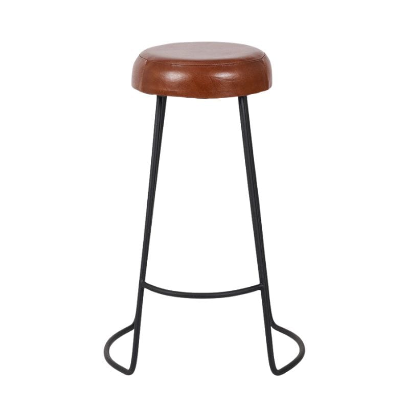 bar stools Cosimo Vintage Brown Leather and Black Metal Bar Stool