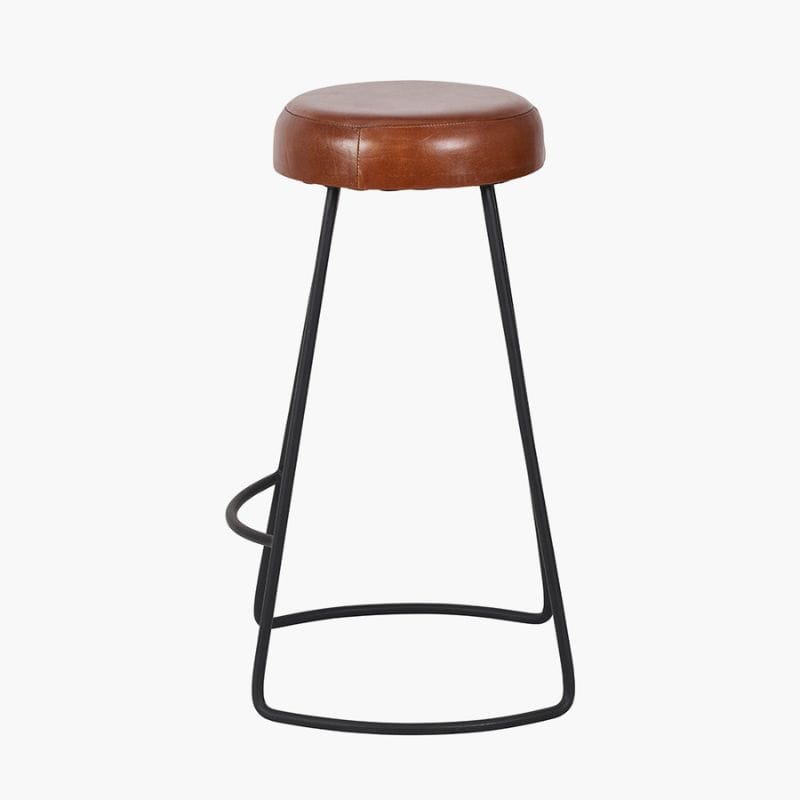 bar stools Cosimo Vintage Brown Leather and Black Metal Bar Stool