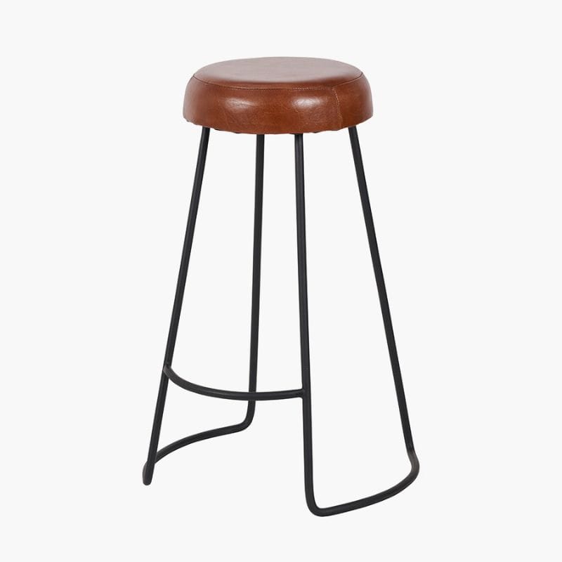 bar stools Cosimo Vintage Brown Leather and Black Metal Bar Stool