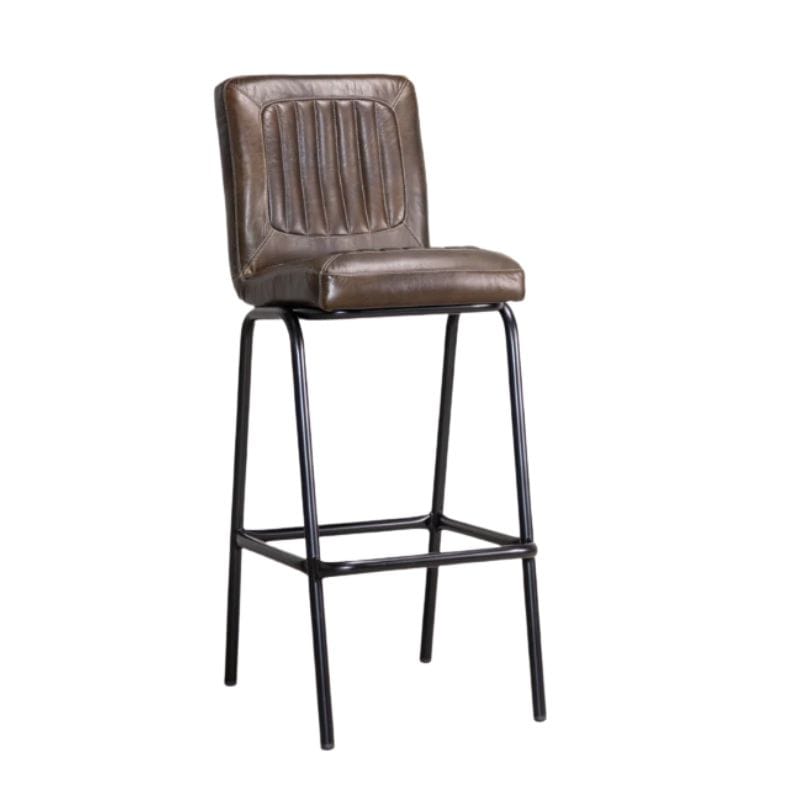 Bar Stools Dark Olive / Bar / Black Hamilton Leather Bar Stools