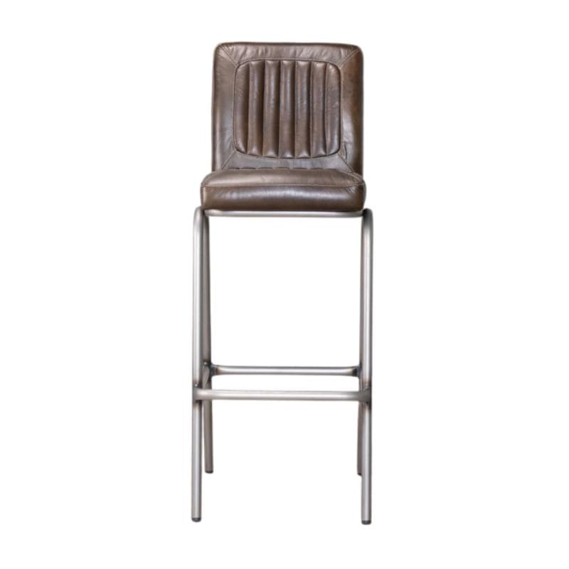 Bar Stools Dark Olive / Bar / Gunmetal Hamilton Leather Bar Stools