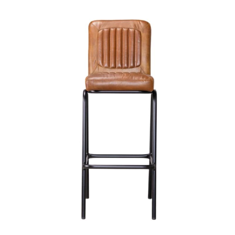 Bar Stools Dark Tan / Bar / Black Hamilton Leather Bar Stools