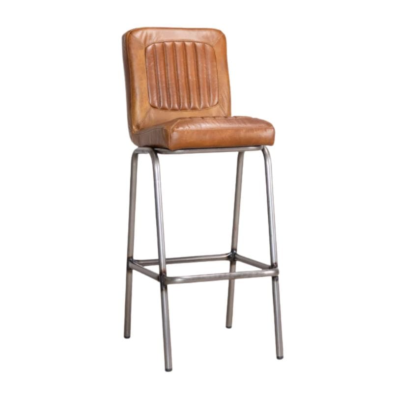 Bar Stools Dark Tan / Bar / Gunmetal Hamilton Leather Bar Stools