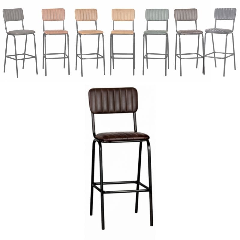 Bar Stools Deep Olive / Bar / Black Frame Baltimore Leather Bar Stools