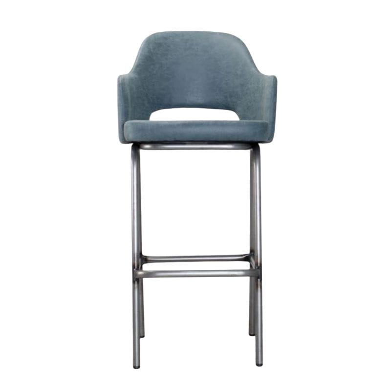 Bar Stools Denim / Bar / Gunmetal Frame Ulysses Faux Leather Bar Stools