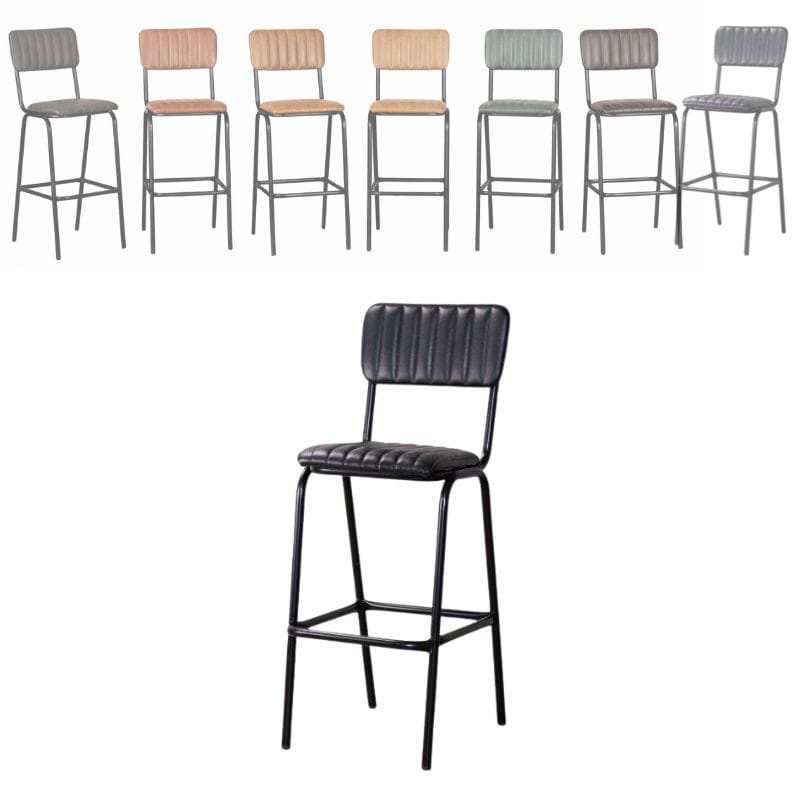 Bar Stools Ebony / Bar / Black Frame Baltimore Leather Bar Stools
