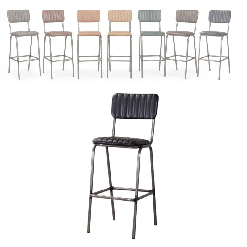 Bar Stools Ebony / Bar / Gunmetal Frame Baltimore Leather Bar Stools