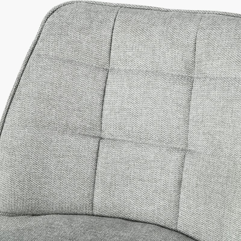 Bar Stools Enya Light Grey Chenille & Black Metal Quilted Back Bar Stool