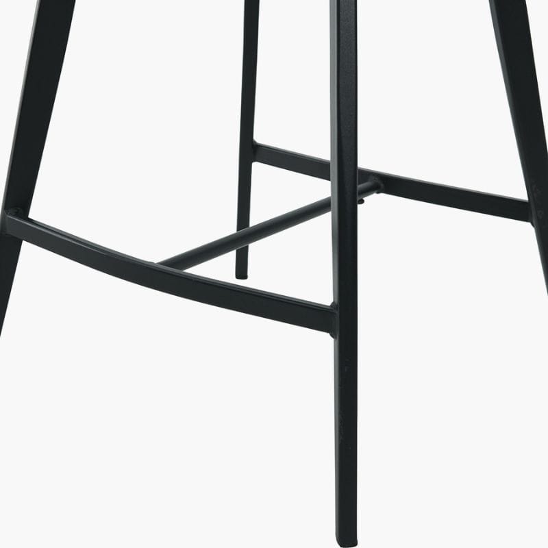 Bar Stools Enya Light Grey Chenille & Black Metal Quilted Back Bar Stool