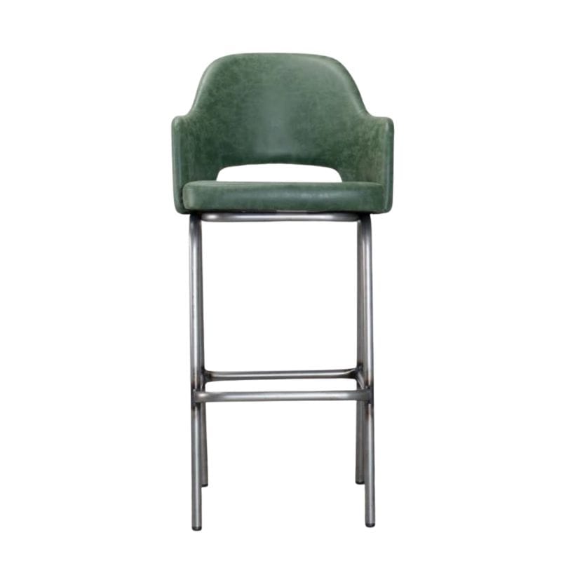 Bar Stools Green / Bar / Gunmetal Frame Ulysses Faux Leather Bar Stools