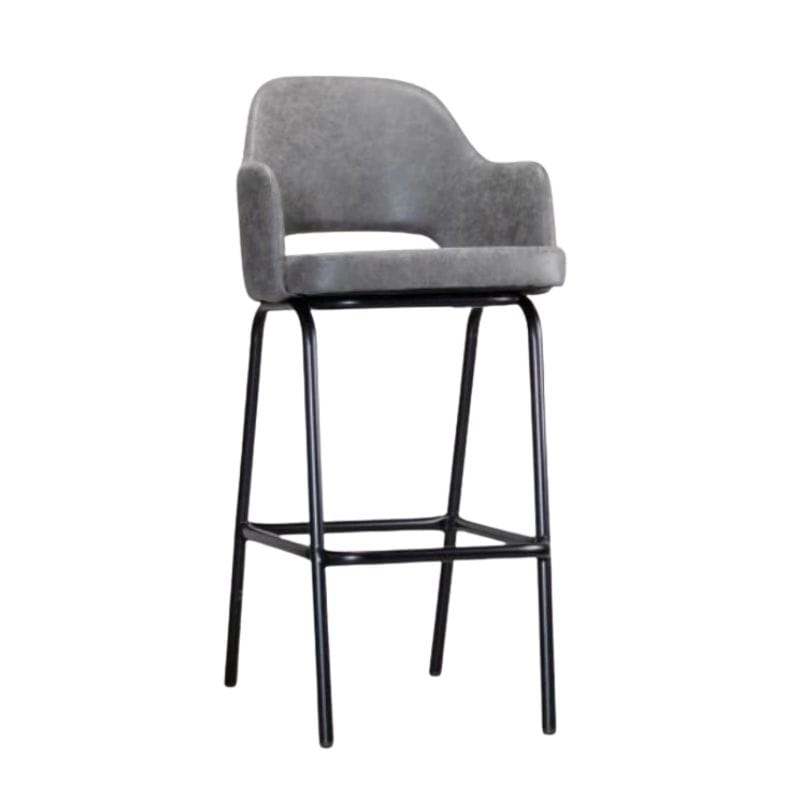 Bar Stools Grey / Bar / Black  Frame Ulysses Faux Leather Bar Stools