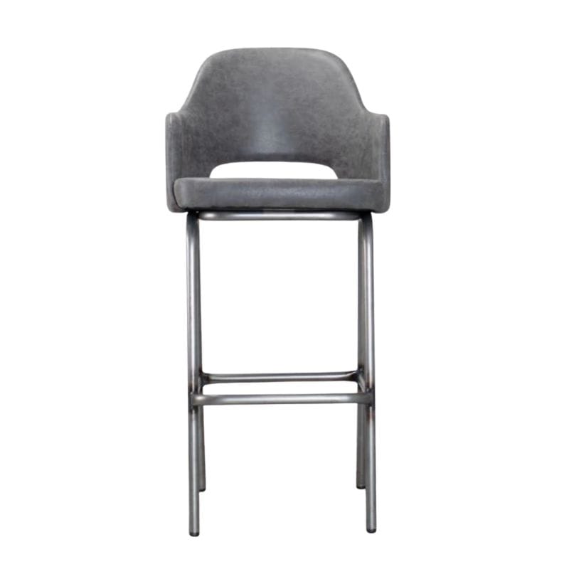 Bar Stools Grey / Bar / Gunmetal Frame Ulysses Faux Leather Bar Stools