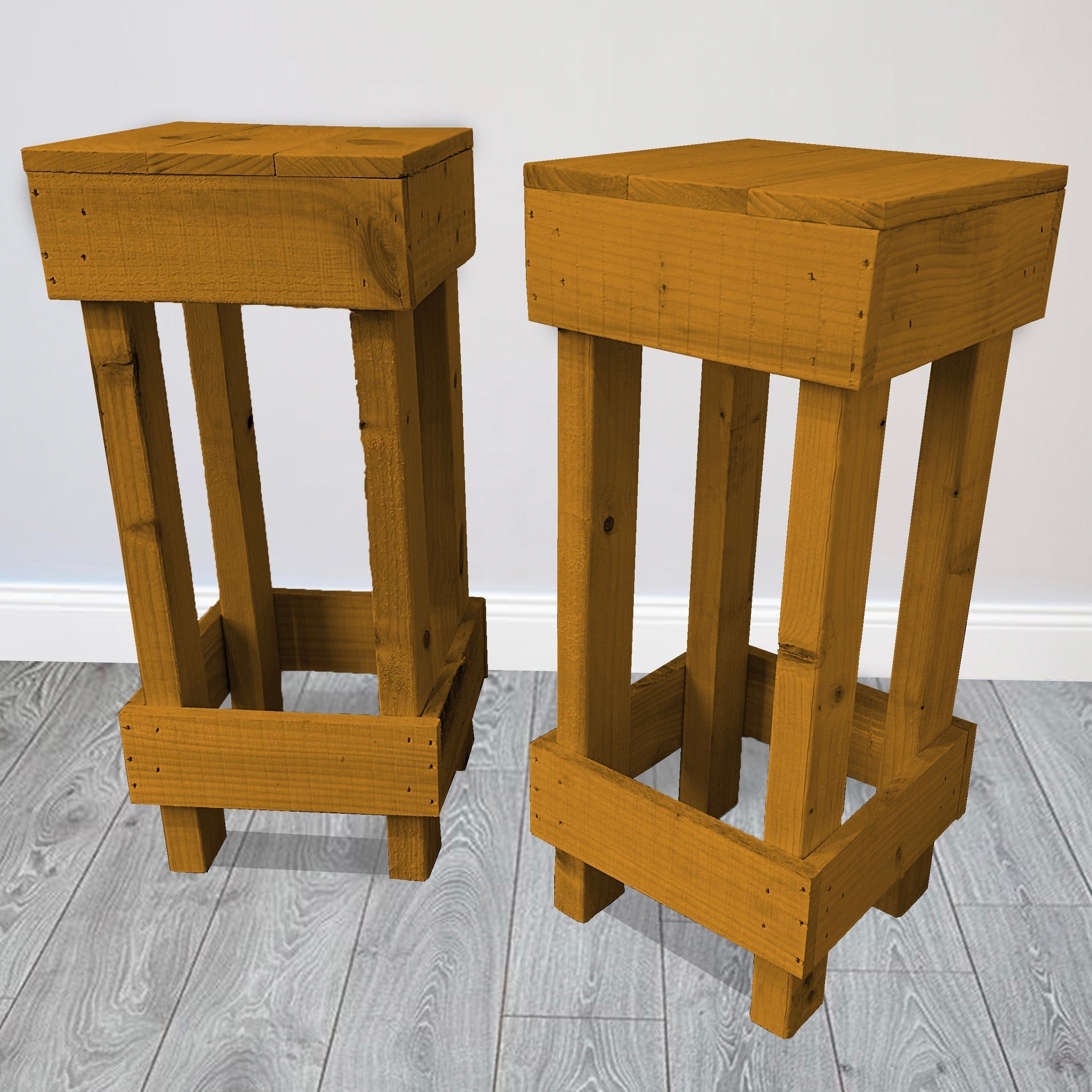 Bar Stools Oak Set of 2 Rustic Wooden Bar Stools