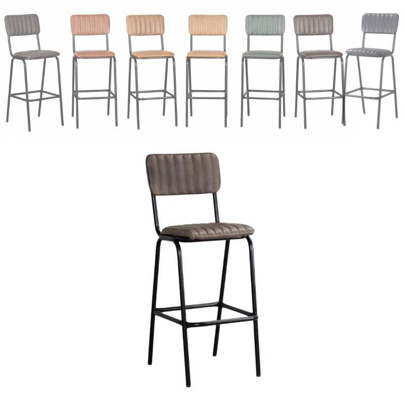 Bar Stools Olive Green / Bar / Black Frame Baltimore Leather Bar Stools