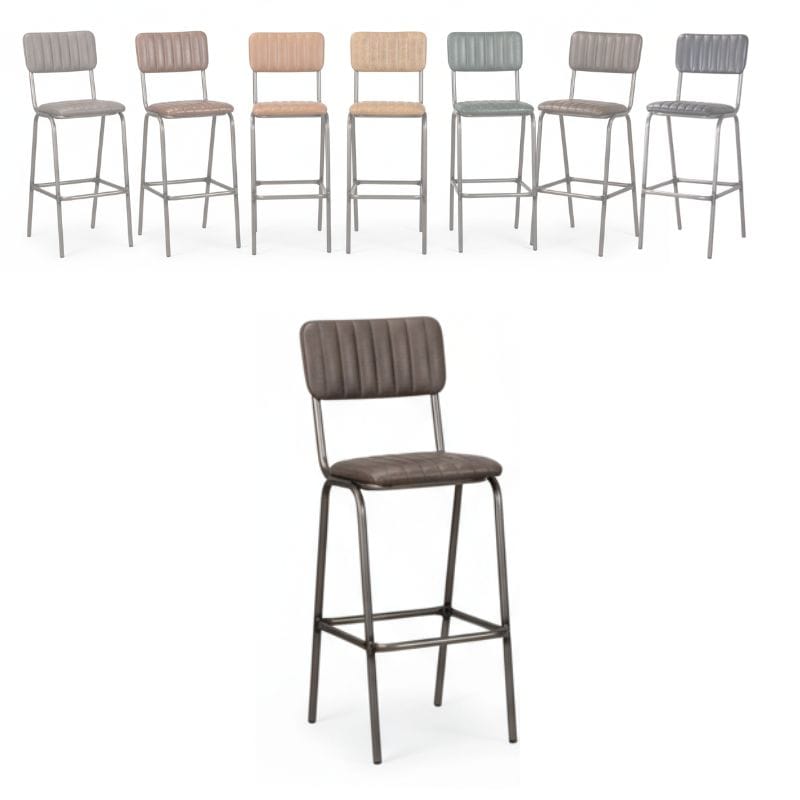 Bar Stools Olive Green / Bar / Gunmetal Frame Baltimore Leather Bar Stools