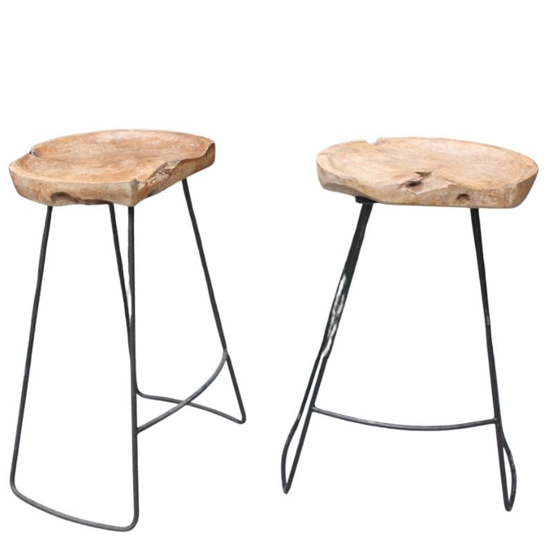 Bar Stools Oval Teak Seat Bar Stool