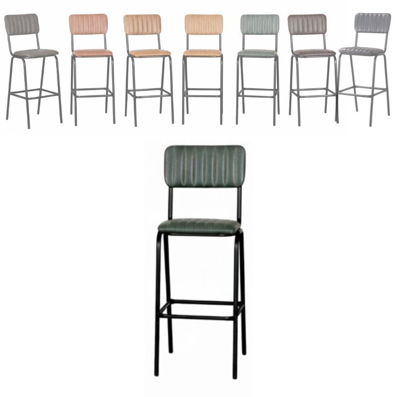 Bar Stools Pine Green / Bar / Black Frame Baltimore Leather Bar Stools