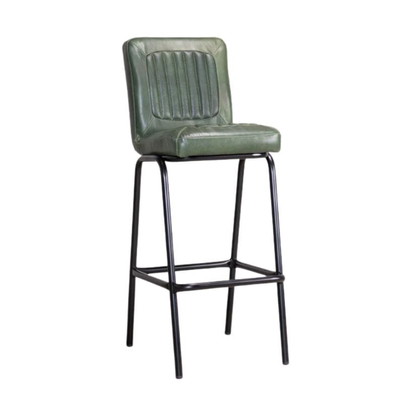 Bar Stools Pine Green / Bar / Black Hamilton Leather Bar Stools