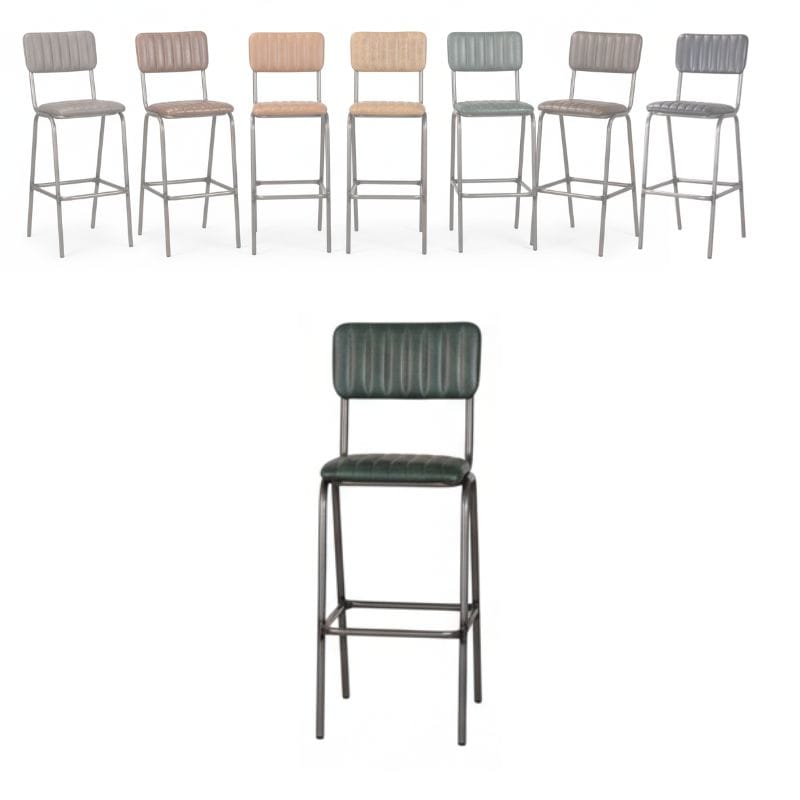 Bar Stools Pine Green / Bar / Gunmetal Frame Baltimore Leather Bar Stools
